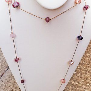 NWT Sweet And Delicate Multi-Faucet Crystals with Chain Single Strand Necklace